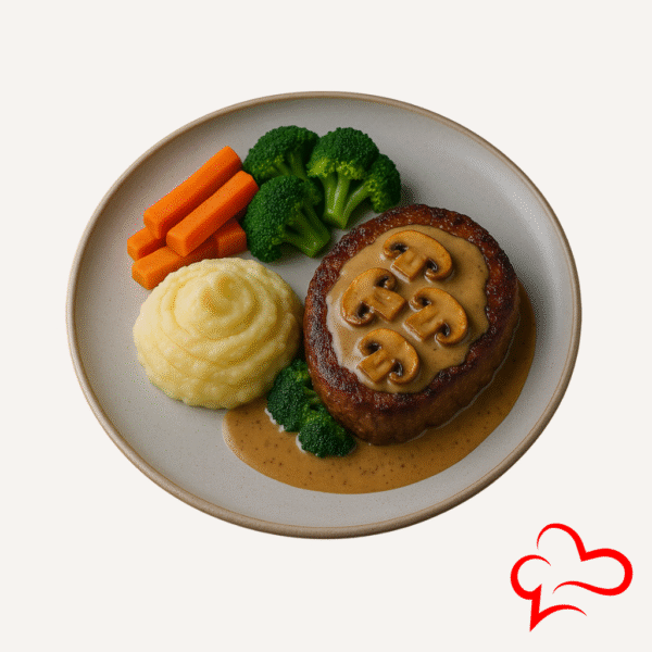 Beef Steak in Mushroom Sauce – Served with Mash & Veg