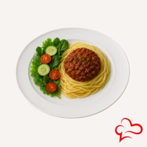 Spaghetti in Meat Sauce – Served with Fresh Salad
